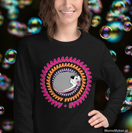 Opossum Screaming Into The Void • Unisex Long Sleeve Tee