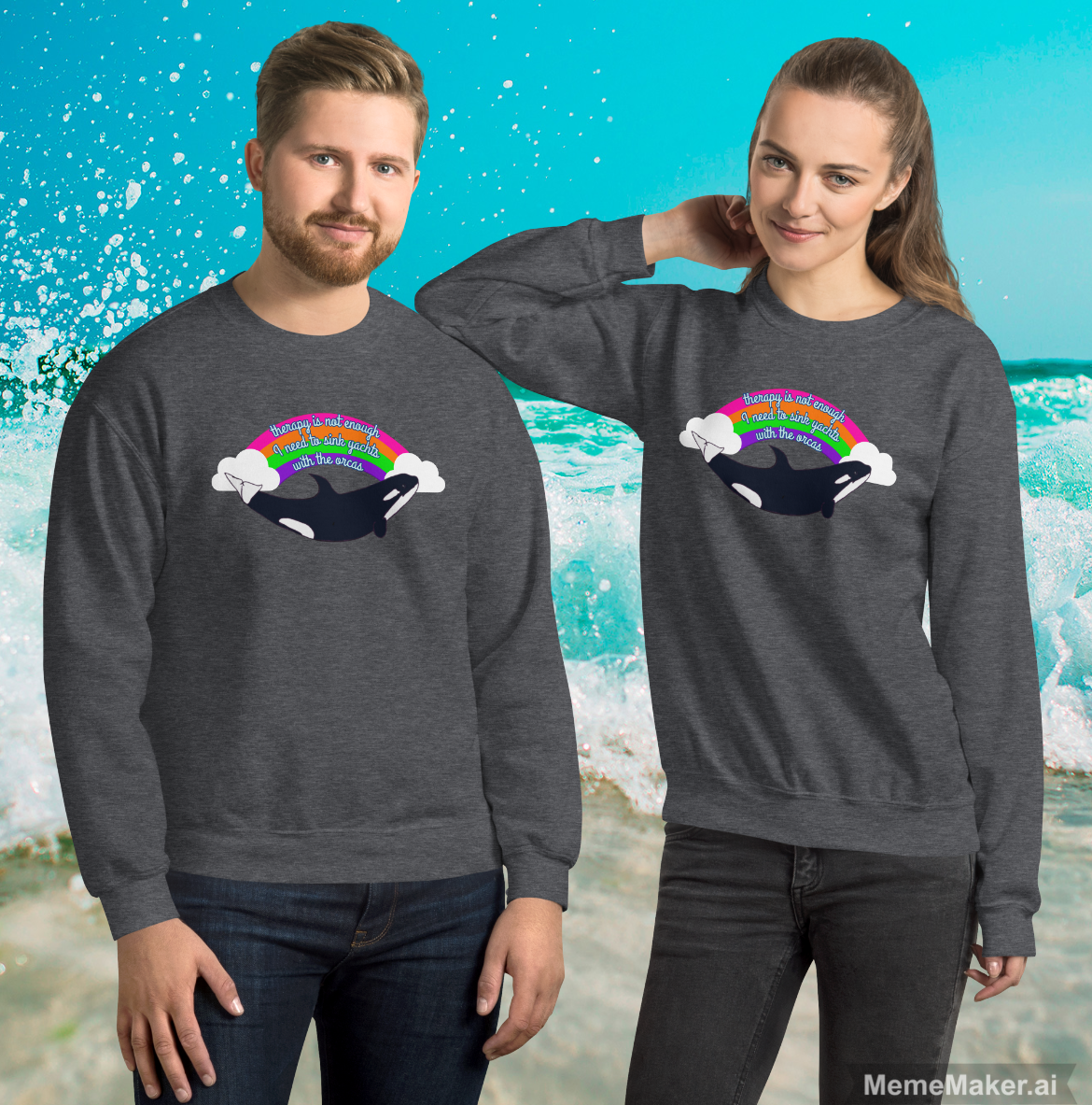 Therapy Is Not Enough • I Need To Sink Yachts With The Orcas • Unisex Sweatshirt