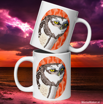 Brenda the Burrowing Owl • White Glossy Mug