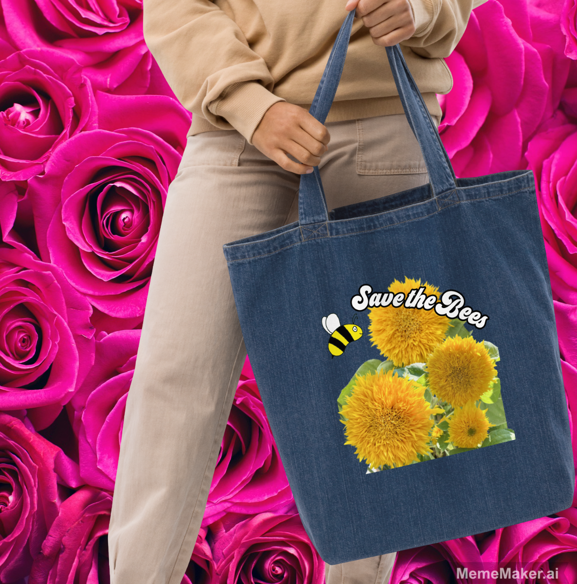 Save the Bees • Organic Denim Tote Bag