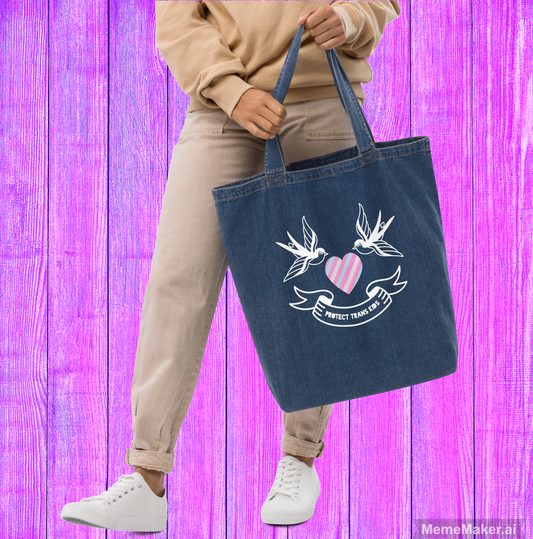 Protect Trans Kids • Organic Denim Tote Bag