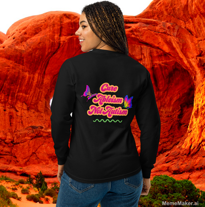 Cure Ableism Not Autism • Garment-Dyed Heavyweight Long-Sleeve Shirt