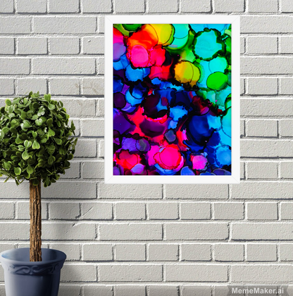 Abstract Rainbow • Enhanced Matte Paper Framed Poster • Alcohol Ink Art Print