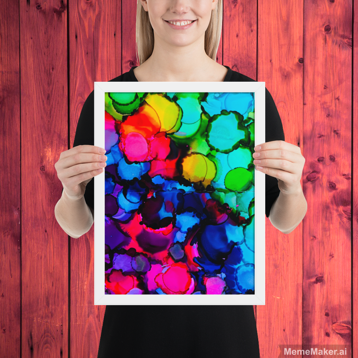 Abstract Rainbow • Enhanced Matte Paper Framed Poster • Alcohol Ink Art Print