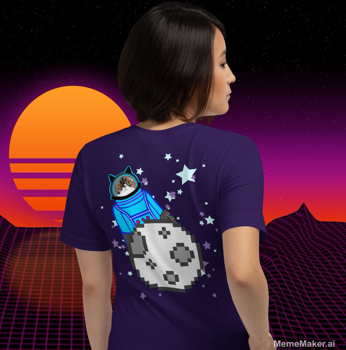 Space Cat on the Moon • Unisex T-Shirt