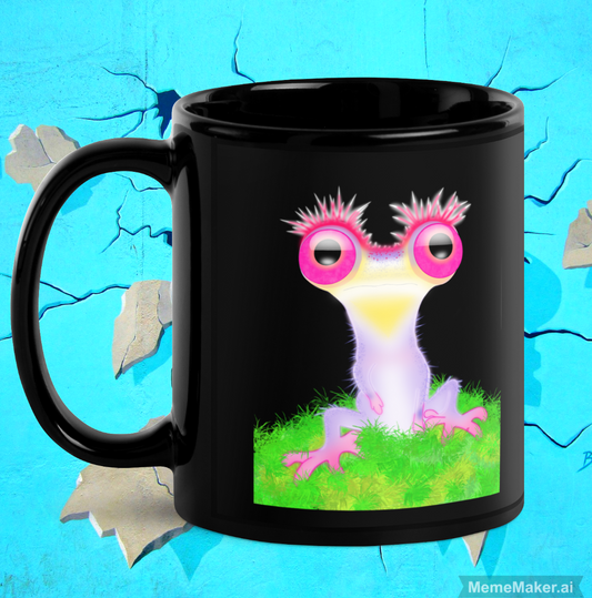 Confused Chaos Creature • Black Glossy Mug
