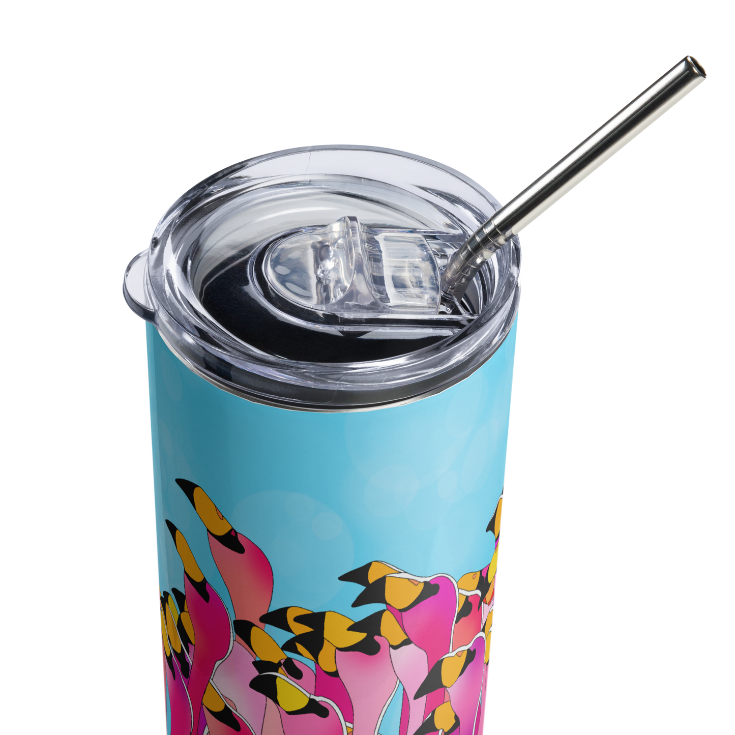 Flamingo Fling • 20oz Skinny Stainless Steel Tumbler • Includes Metal Straw