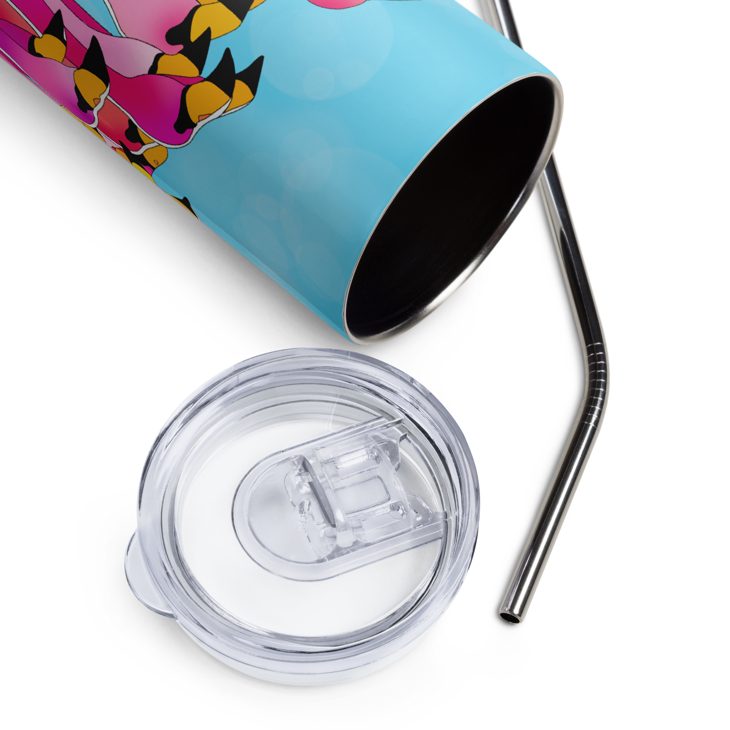 Flamingo Fling • 20oz Skinny Stainless Steel Tumbler • Includes Metal Straw
