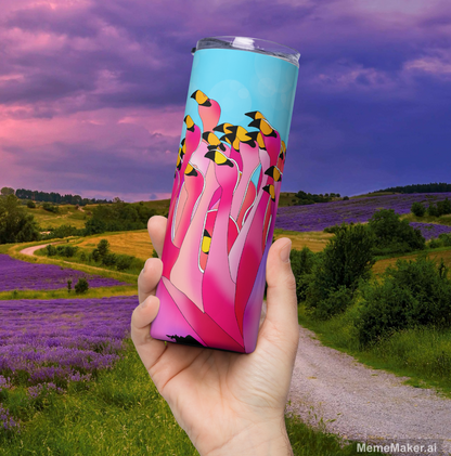Flamingo Fling • 20oz Skinny Stainless Steel Tumbler • Includes Metal Straw