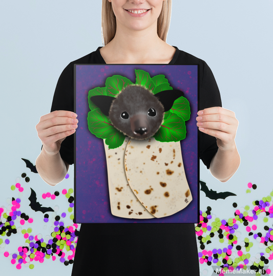 Baby Bat Burrito • Canvas • Wall Art • Digital Art Print