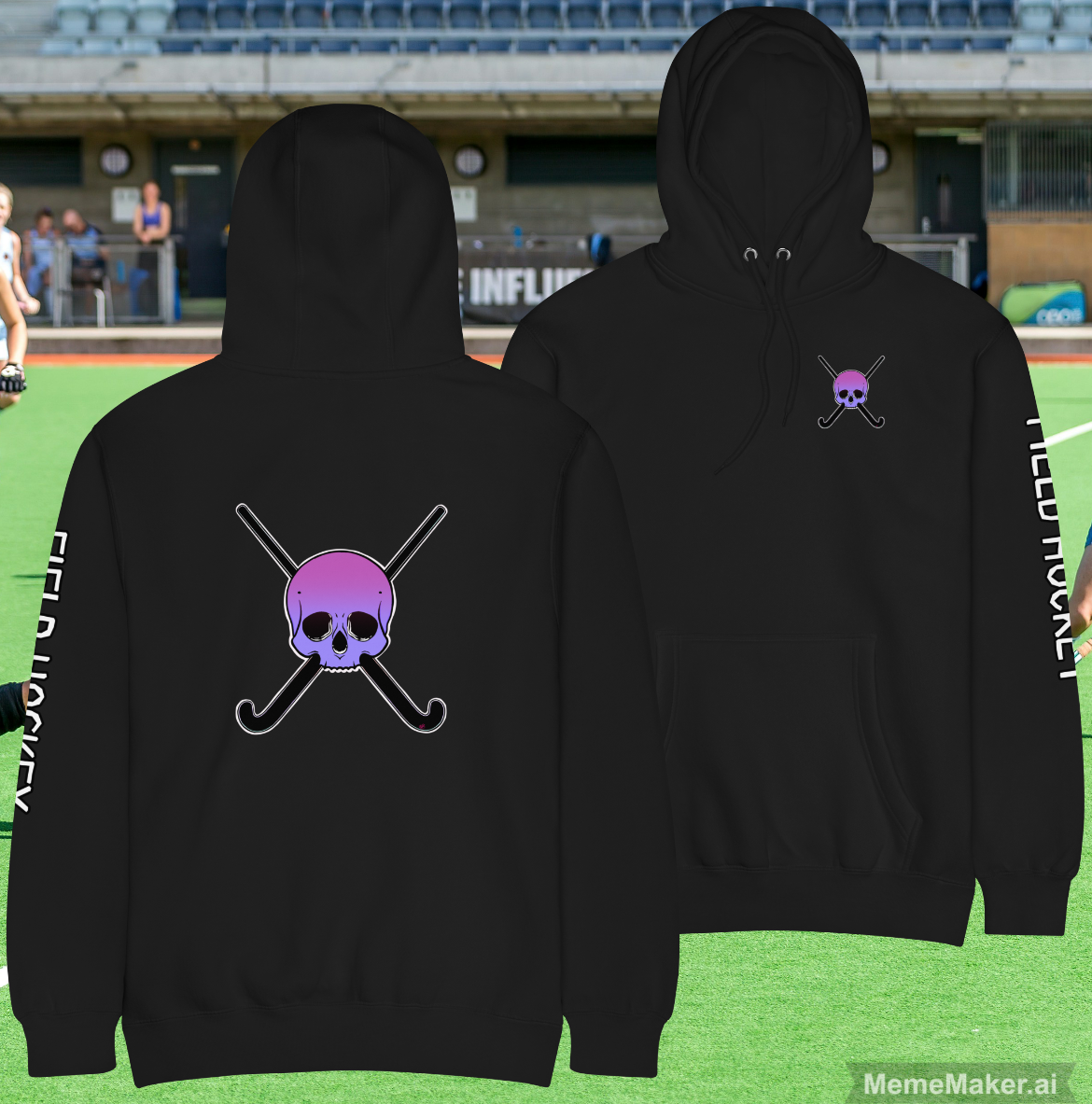 Field Hockey Skull and Cross Bones • Unisex Premium Mid-Weight Hoodie