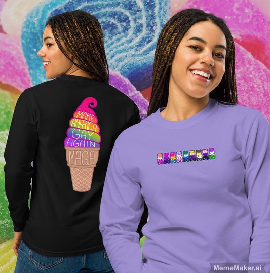 Make America Gay Again • Sweet Treat Edition • Garment-Dyed Heavyweight Long-Sleeve Shirt