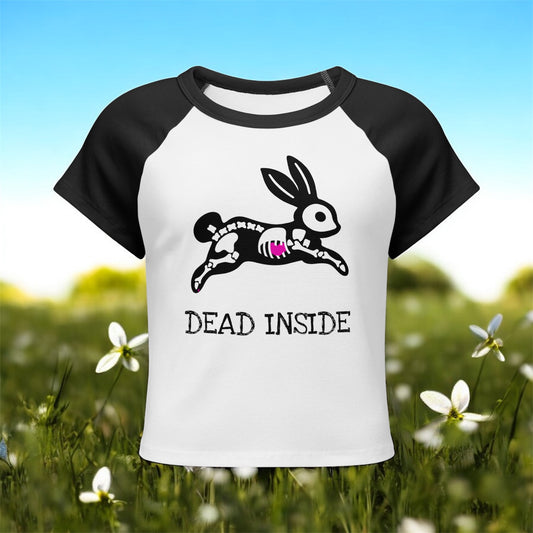 Dead Inside • Skeleton Bunny • Women’s Micro Rib Raglan Baby Tee