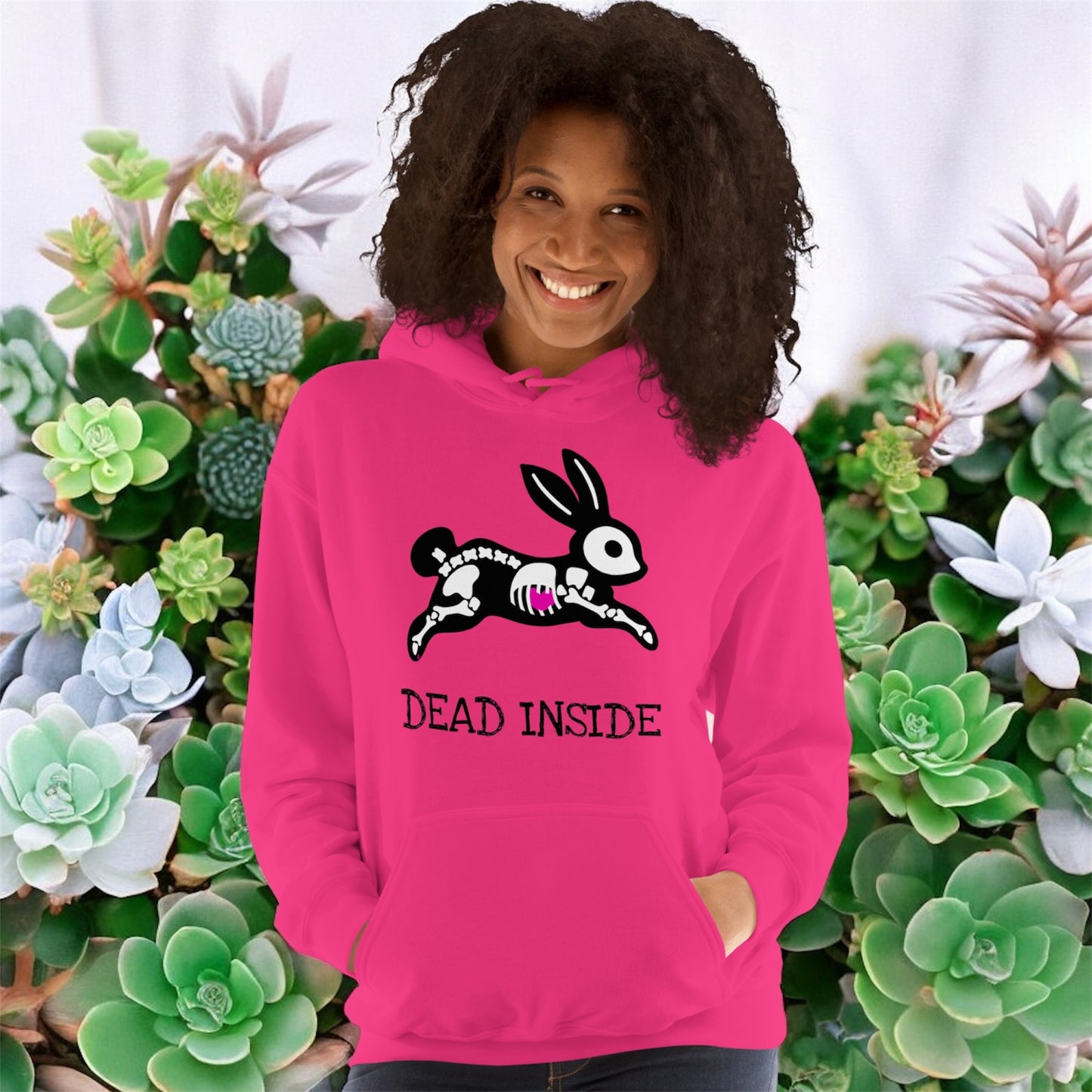 Dead Inside • Skeleton Bunny • Unisex Hoodie • Gildan 18500