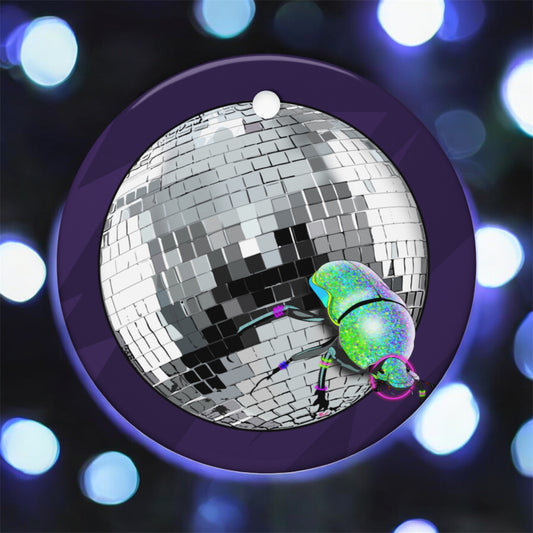 Dung Beetle Disco • Double-Sided Ceramic Ornament