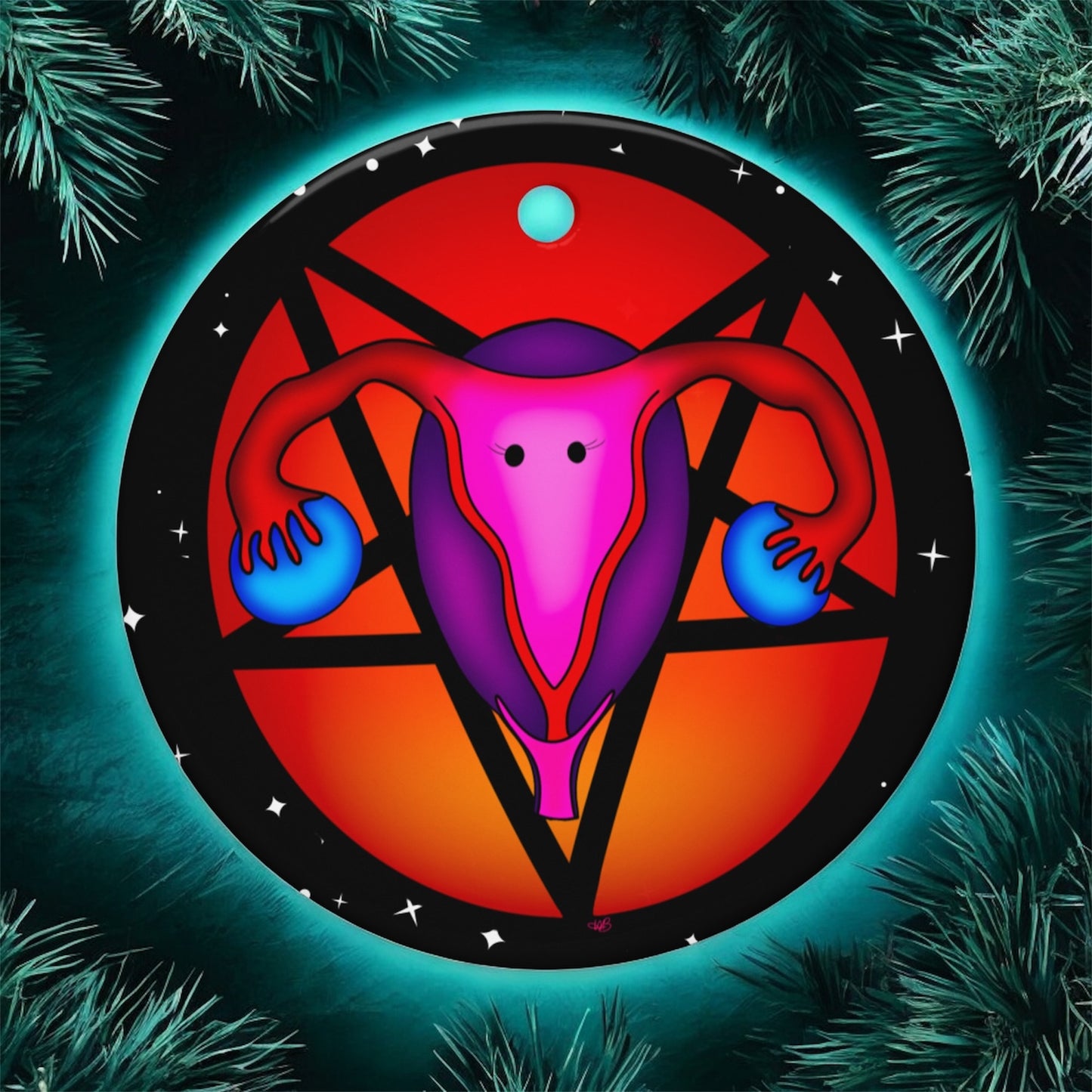 Pentagram Uterus • Double-Sided Ceramic Ornament