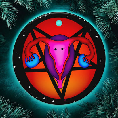 Pentagram Uterus • Double-Sided Ceramic Ornament