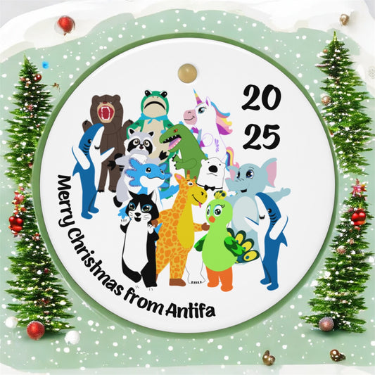 Antifa Christmas • Double-Sided Ceramic Ornament
