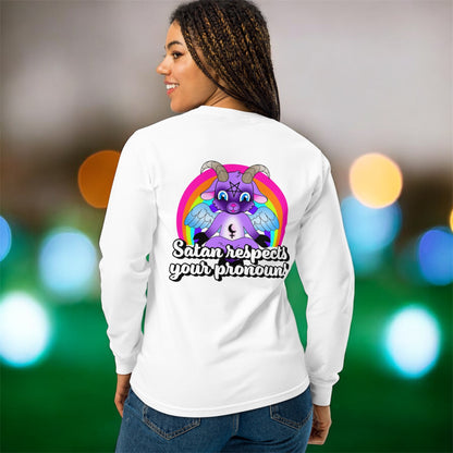 Satan Respects Your Pronouns • Garment-Dyed Heavyweight Long-Sleeve Shirt • Comfort Colors